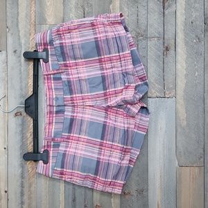 Volcom womens shorts plaid pink and grey size 9